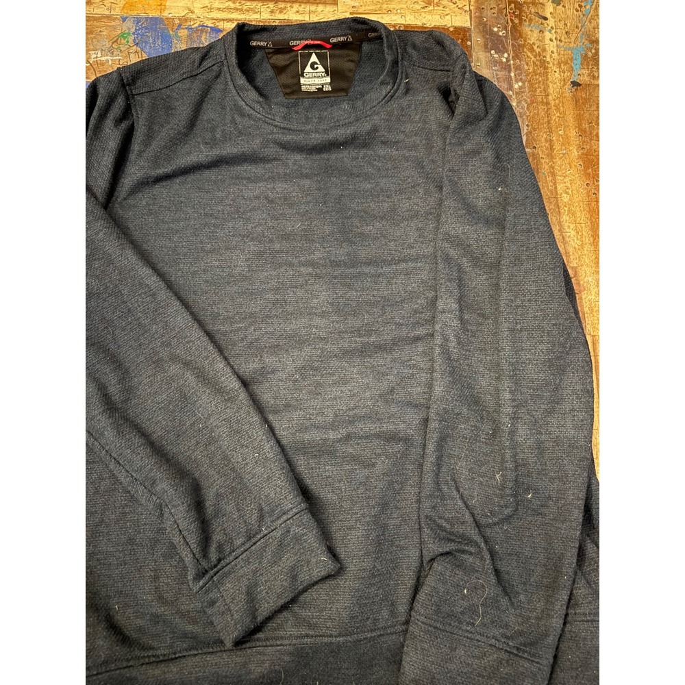 Gerry Mens XXL Navy Blue Textured Crewneck Pullover Long Sleeve Shirt
